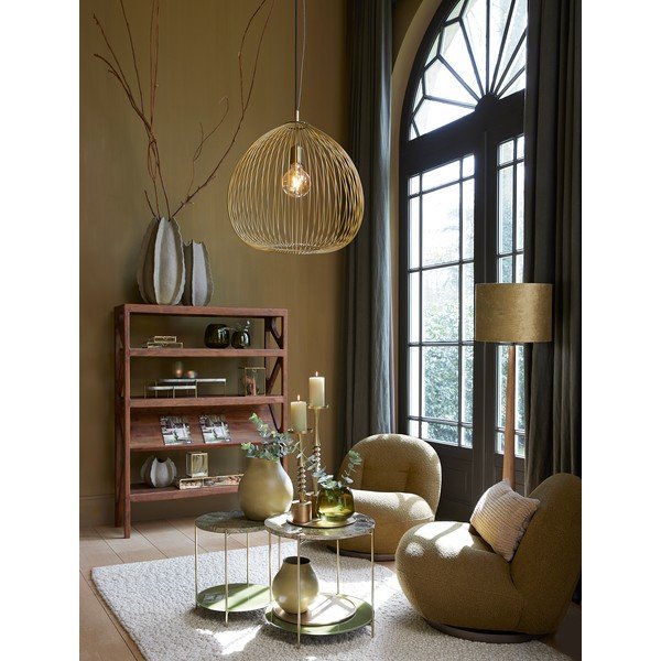 Зелено кресло от плат букле Gumaca – Light & Living-image-4