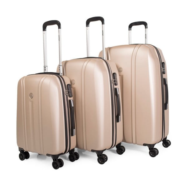 Sada 3 béžových cestovních kufrů na kolečkách Arsamar Thomas