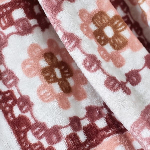 Розово одеяло от микроплюш 130x170 cm Crochet Print – Catherine Lansfield-image-2