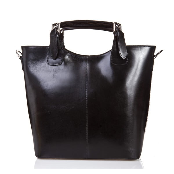 Черна кожена чанта Valeria - Massimo Castelli