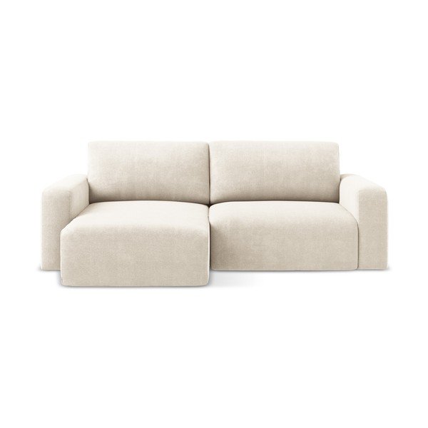 Кремав шенилов сгъваем/с място за съхранение ъглов диван (ляв ъгъл) Kona – Makamii