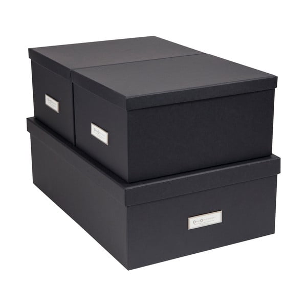 Комплект от 3 тъмно сиви кутии за съхранение Inge - Bigso Box of Sweden