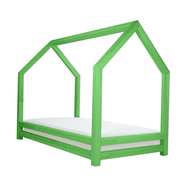 Zelená jednolůžková postel z borovicového dřeva Benlemi Funny, 80 x 200 cm