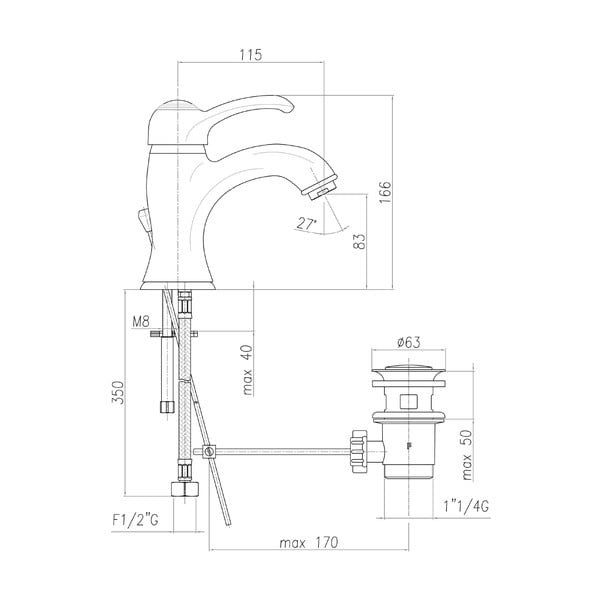 Стояща батерия за мивка в бронзов цвят Kirké – Sapho-image-3