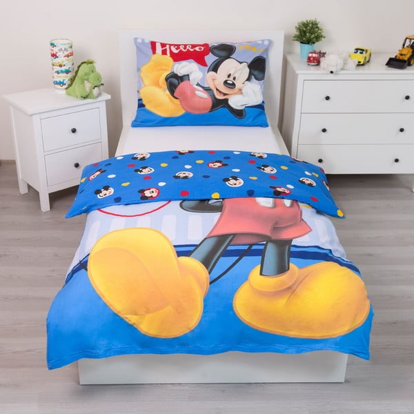 Единично  детско памучно спално бельо 140x200 cm  Mickey "Hello" – Jerry Fabrics-image-2