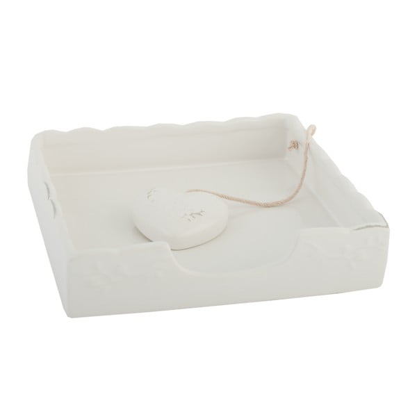 Bílý box na ubrousky Clayre & Eef, 18x4 cm