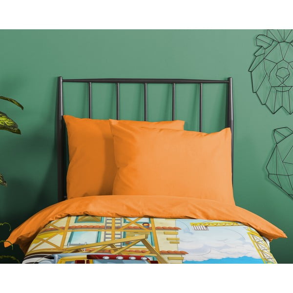 Оранжево единично  памучно детско спално бельо 140x200 cm Building – Good Morning-image-2