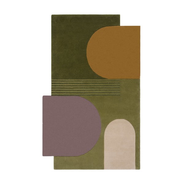 Зелен вълнен килим 180x120 cm Lozenge - Flair Rugs