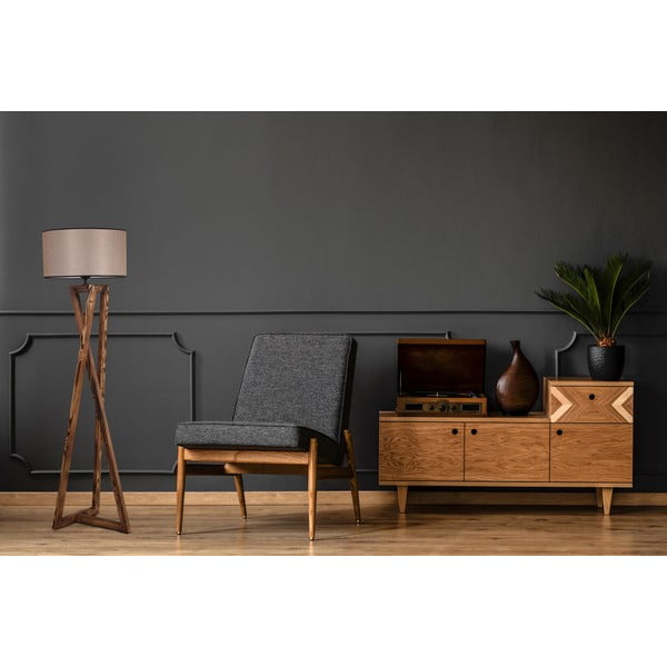 Кафява подова лампа с текстилен абажур (височина 149 cm) Maçka – Opviq lights-image-1