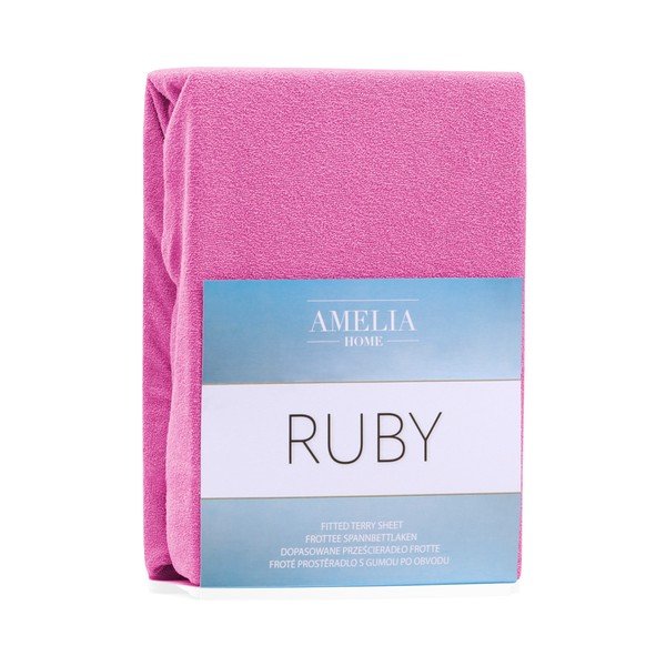 Еластичен чаршаф за двойно легло в цвят фуксия, 200/220 x 200 cm Ruby Siesta - AmeliaHome-image-1