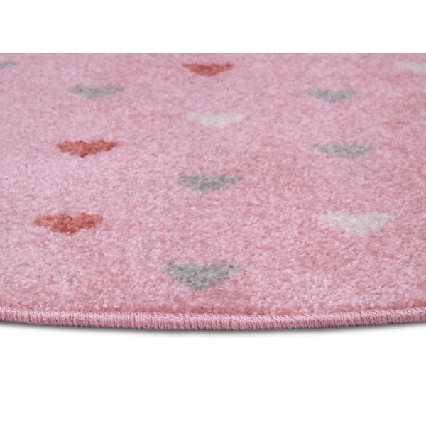 Розов детски килим ø 100 cm Little Hearts - Hanse Home-image-2