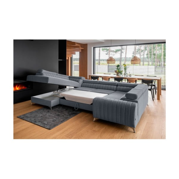 Син разтегателен ъглов диван с място за съхранение (ляв ъгъл U форма) Louis – ELTAP-image-4