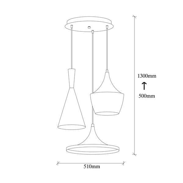 Черно/в меден цвят висящо осветително тяло с метален абажур ø 51 cm Elmas – Opviq lights-image-3