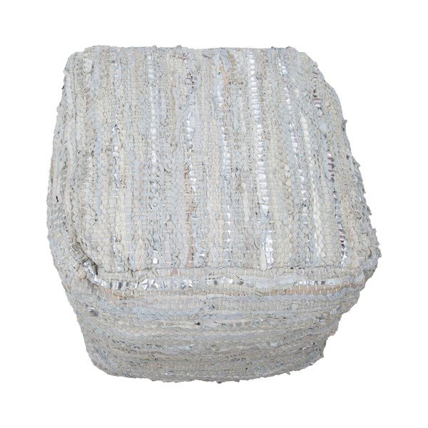 Kožený puf s bavlněnými detaily Mauro Ferretti Delhi Quadrato-image-3