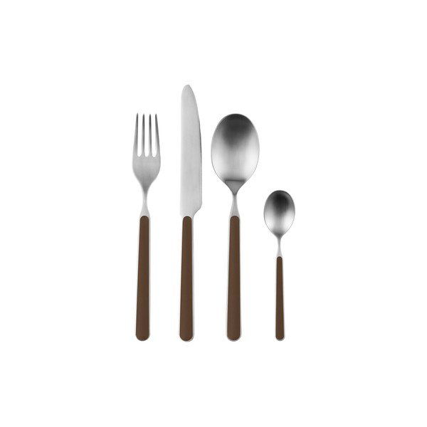 Кафяв/в сребрист цвят прибори за хранене 4 бр. от неръждаема стомана за 1 човек Noli – noo.ma