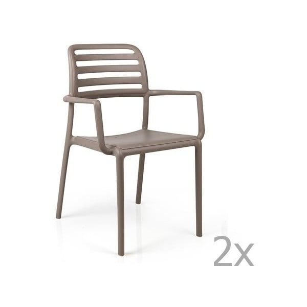 Sada 2 béžovošedých zahradních židlí Nardi Costa