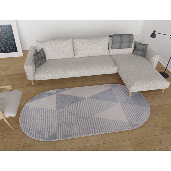 Сив миещ се килим 80x120 cm Oval - Vitaus-image-1