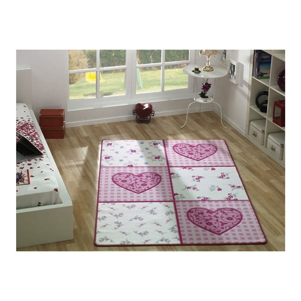 Dětský růžový koberec Confetti Romantic, 100 x 160 cm
