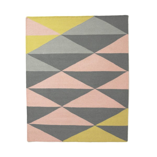 Vlněný koberec triangle 120x150 cm, žlutý