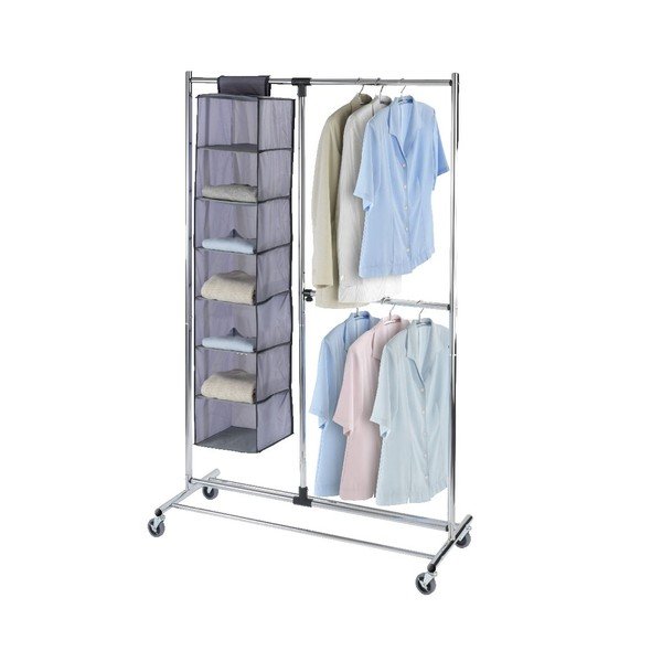 Сив метален телескопичен подвижен стелаж за дрехи Profissimo - Wenko-image-2