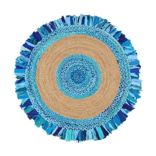 Кръгъл килим от юта и памук Garida Aqua, ⌀ 120 cm - Eko Halı