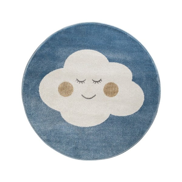 Син кръгъл килим с мотив на облак Azure, ø 80 cm - KICOTI