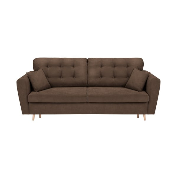 Кафяв триместен разтегателен диван с място за съхранение Grenoble - Cosmopolitan Design