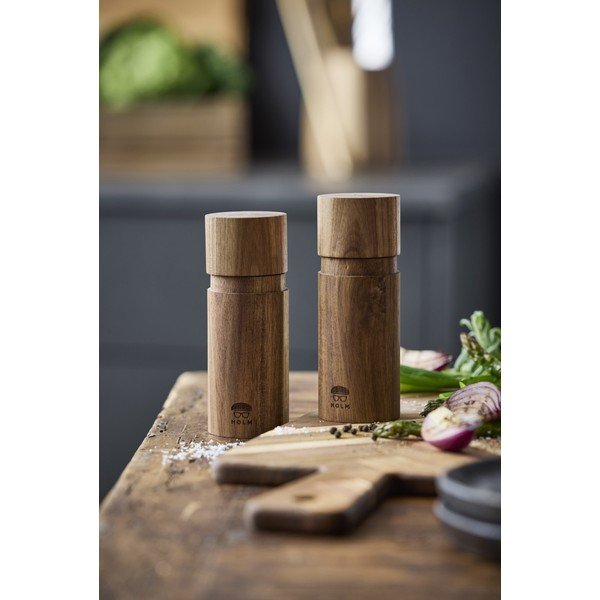 Дървен  комплект от мелнички за сол и пипер 2 бр. в естествен цвят – Holm-image-1