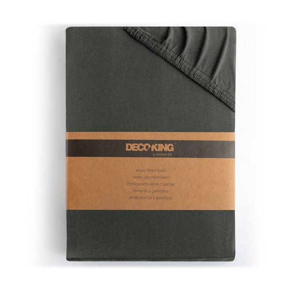 Тъмносив еластичен чаршаф от джърси 240x200 cm Amber – Restilo-image-4