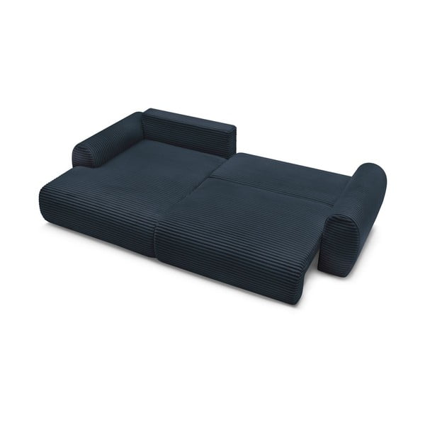 Тъмносин разтегателен ъглов диван от рипсено кадифе (ляв ъгъл) Lucien – Bobochic Paris-image-4