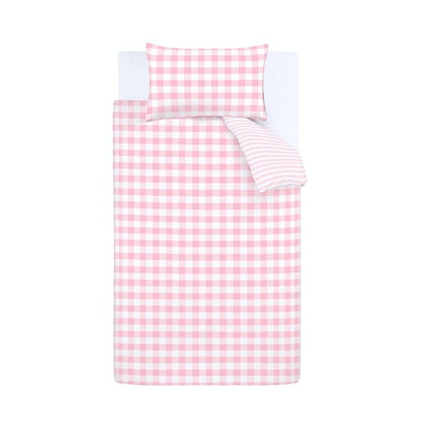 Розово памучно спално бельо , 135 x 200 cm Check and Stripe - Bianca