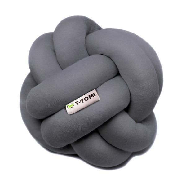 Антрацитно сива памучна плетена топка, ø 20 cm - T-TOMI