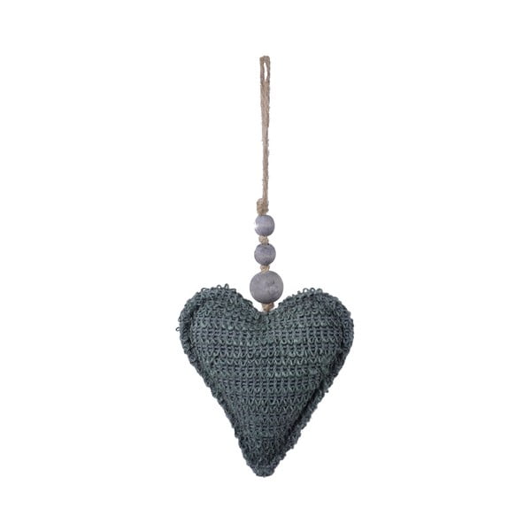 Орнамент за окачване от сив плат във формата на сърце , 13 x 30 cm - Ego Dekor