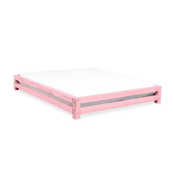 Розово борово двойно легло JAPA, 190 x 180 cm - Benlemi
