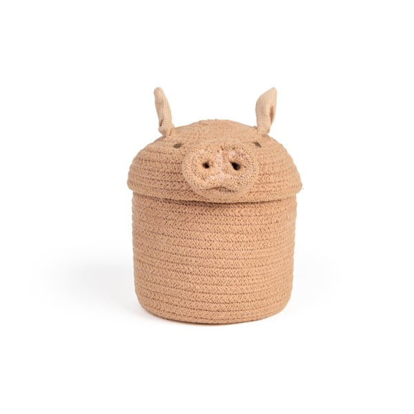 Светлорозова текстилна детска кошница за играчки ø 17x15 cm Mini Peggy the Pig – Lorena Canals