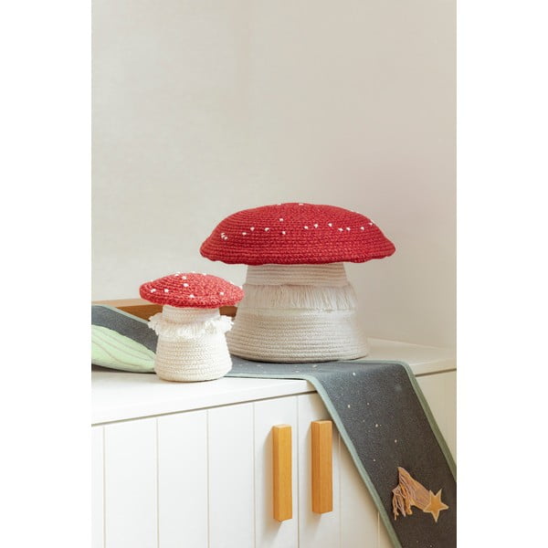 Текстилна детска кошница за играчки в червен и кремав цвят ø 38x33 cm Big Mushroom – Lorena Canals-image-1