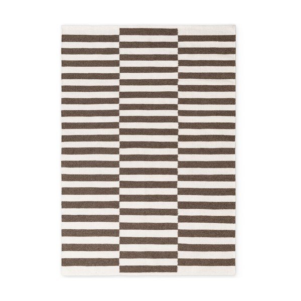 Бял/кафяв двустранен/ръчно изработен вълнен килим 120x180 cm Vika – Hanse Home