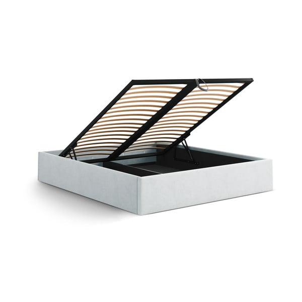 Светлосиво двойно легло 140x200 cm тапицирано с място за съхранение/без табла с включена подматрачна рамка Susan – Micadoni -image-3