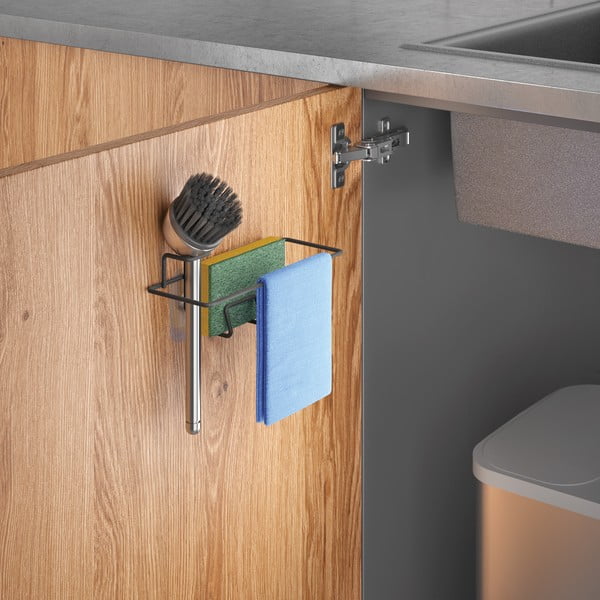 Матово черен метален органайзер за мивки без пробиване Lava – Metaltex-image-2