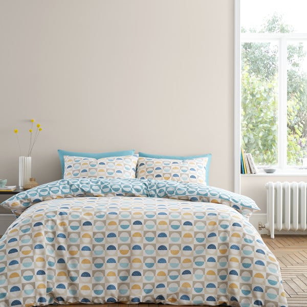 Синьо-жълто памучно единично спално бельо 135x200 cm Retro - Bianca