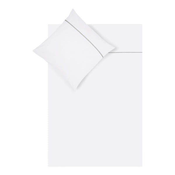 Бял чаршаф за единично легло от памучен перкал Port Maine, 135 x 200 cm - Westwing Collection