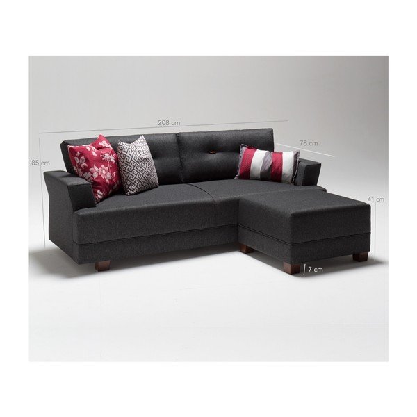 Сив диван ляв ъгъл Ingrid - Balcab Home-image-1
