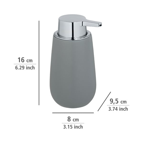Сив керамичен диспенсер за сапун 320 ml Badi – Wenko-image-3