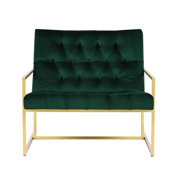 Zelené křeslo s konstrukcí ve zlaté barvě Mazzini Sofas Bono-image-2