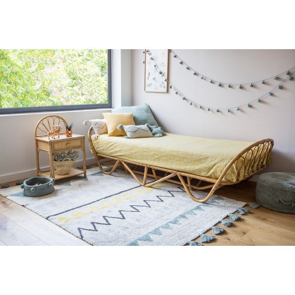 Кремав ръчно изработен памучен детски килим подходящ за пране 120x160 cm Azteca Vintage Blue – Lorena Canals-image-4