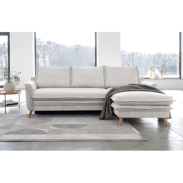 Бежов разтегателен ъглов диван (десен ъгъл) Charming Charlie – Miuform-image-1