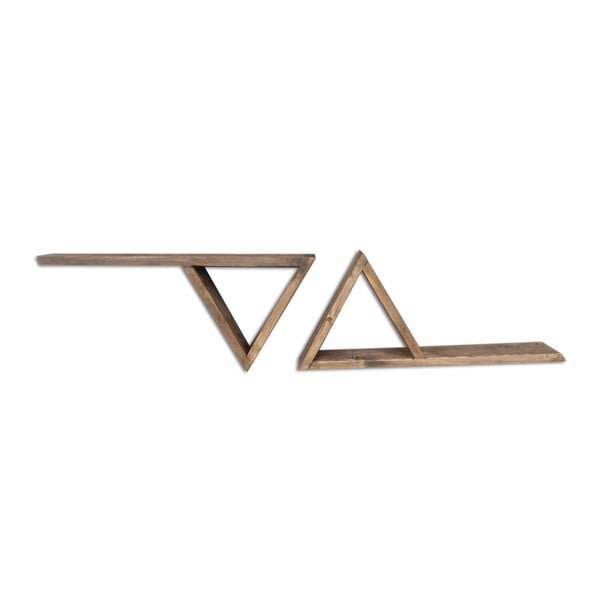 Комплект от 2 дървени стенни рафта Триъгълници - Evila Originals