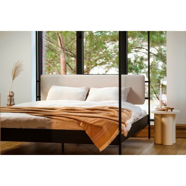 Черно/бежово стоманено двойно легло 180x200 cm тапицирано с балдахин с включена подматрачна рамка Eton – noo.ma-image-2