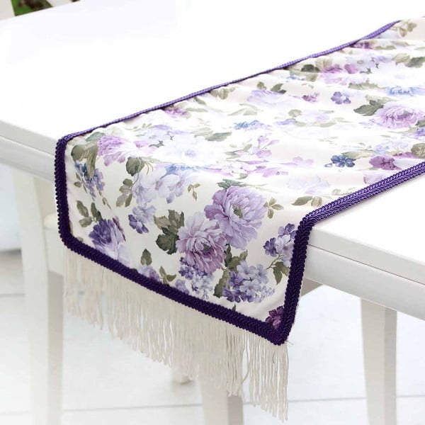 Běhoun na stůl Mode, 35x140 cm, fialové květiny