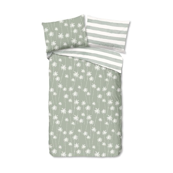 Светлозелено памучно спално бельо за единично легло 140x200 cm - Good Morning